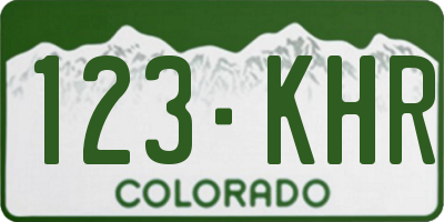CO license plate 123KHR