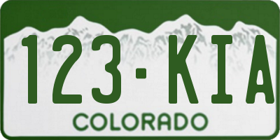 CO license plate 123KIA