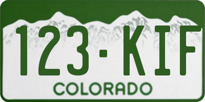 CO license plate 123KIF