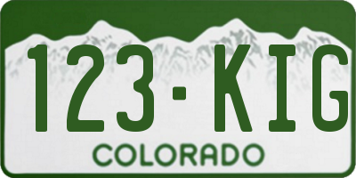 CO license plate 123KIG