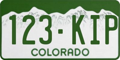CO license plate 123KIP