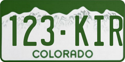 CO license plate 123KIR
