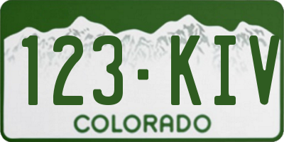 CO license plate 123KIV