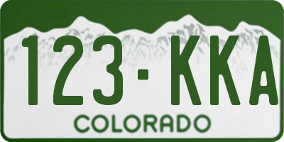 CO license plate 123KKA