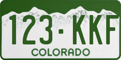 CO license plate 123KKF
