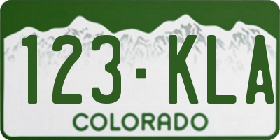 CO license plate 123KLA