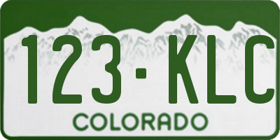 CO license plate 123KLC
