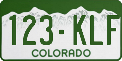 CO license plate 123KLF