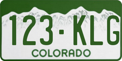 CO license plate 123KLG