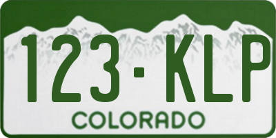 CO license plate 123KLP