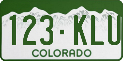 CO license plate 123KLU