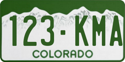 CO license plate 123KMA