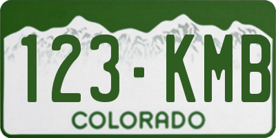 CO license plate 123KMB