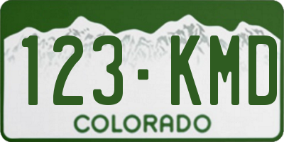 CO license plate 123KMD