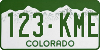 CO license plate 123KME