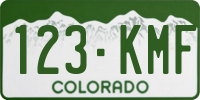 CO license plate 123KMF