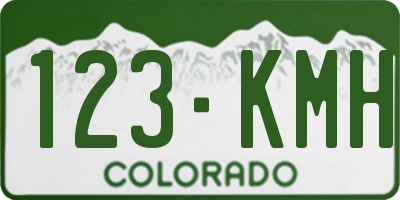 CO license plate 123KMH