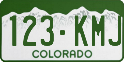 CO license plate 123KMJ