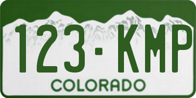 CO license plate 123KMP