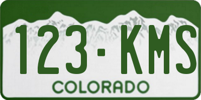 CO license plate 123KMS
