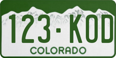 CO license plate 123KOD