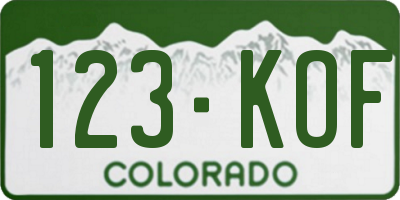 CO license plate 123KOF