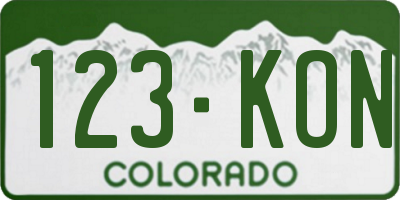 CO license plate 123KON