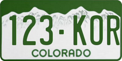 CO license plate 123KOR