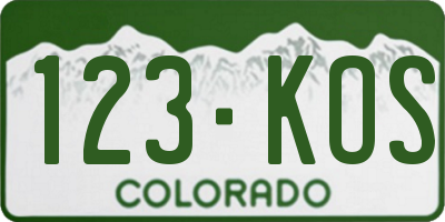 CO license plate 123KOS