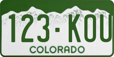 CO license plate 123KOU