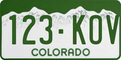 CO license plate 123KOV