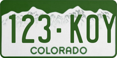 CO license plate 123KOY