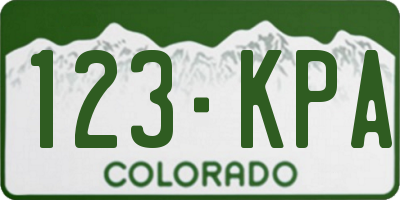 CO license plate 123KPA