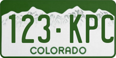 CO license plate 123KPC