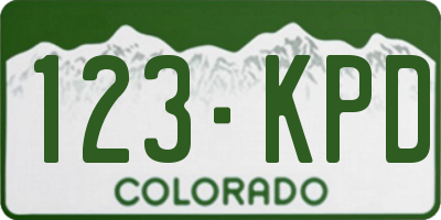 CO license plate 123KPD