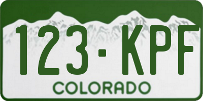 CO license plate 123KPF