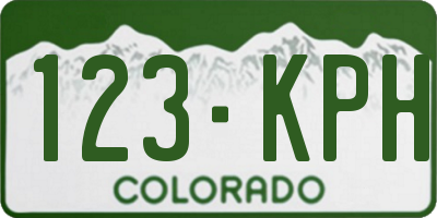 CO license plate 123KPH