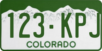 CO license plate 123KPJ