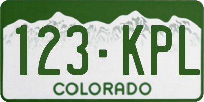 CO license plate 123KPL