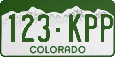 CO license plate 123KPP