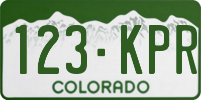 CO license plate 123KPR