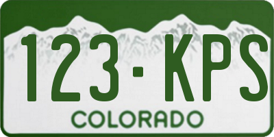 CO license plate 123KPS