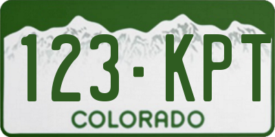 CO license plate 123KPT