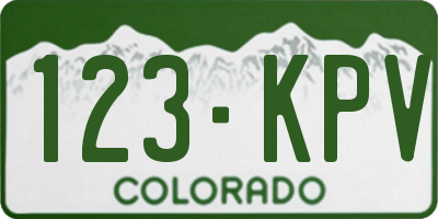 CO license plate 123KPV