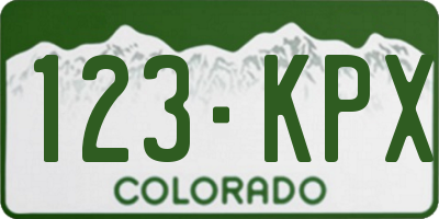 CO license plate 123KPX