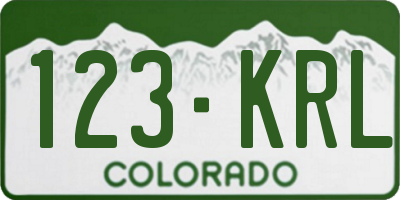 CO license plate 123KRL
