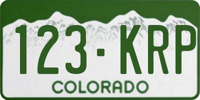 CO license plate 123KRP