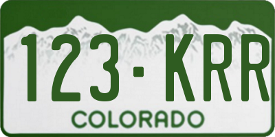 CO license plate 123KRR