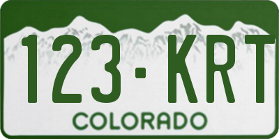 CO license plate 123KRT