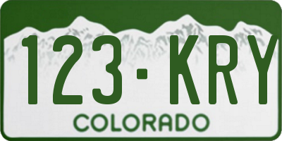 CO license plate 123KRY
